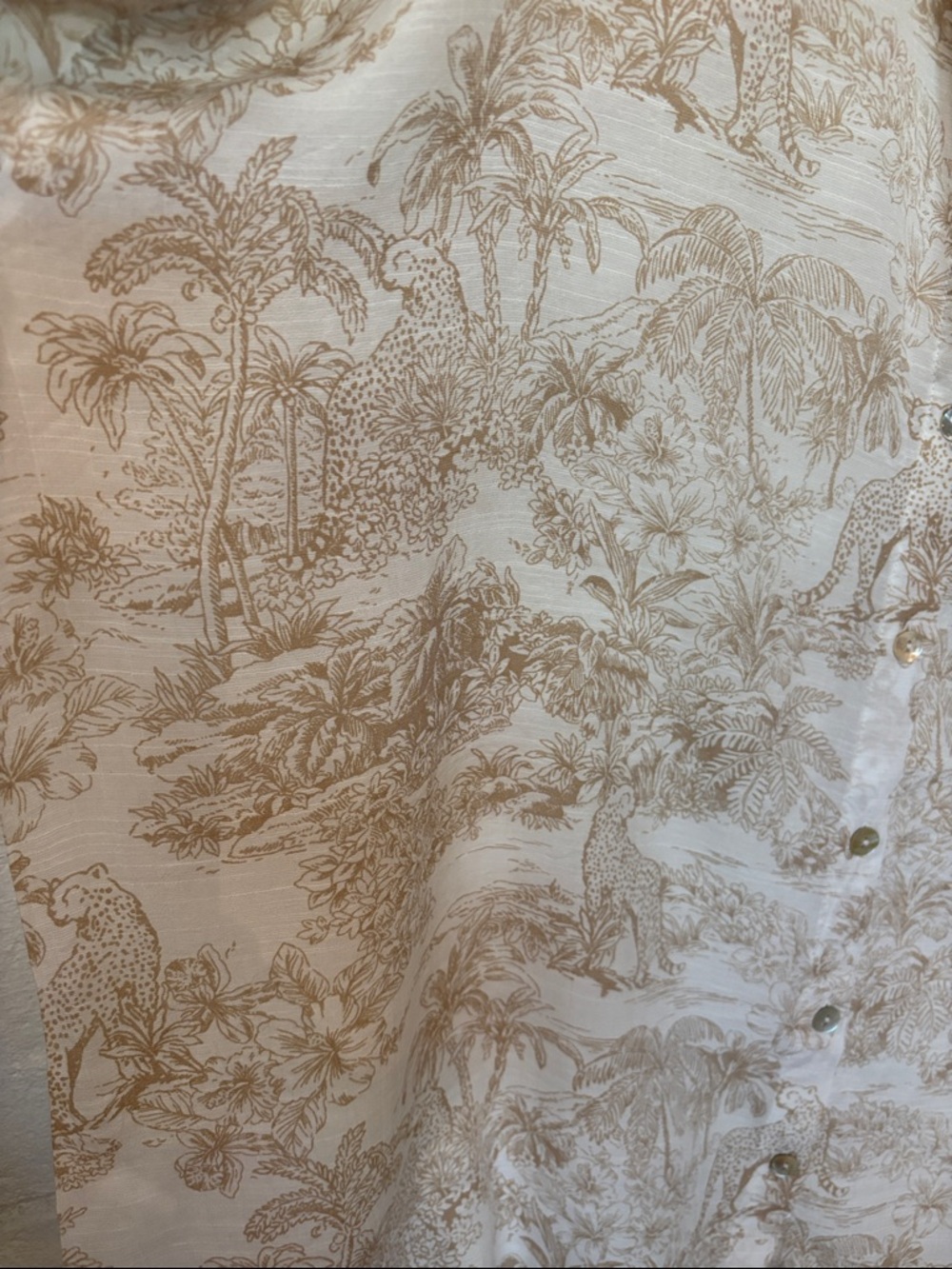 C & J Malibu Beige Printed Button-Up Blouse - Picture 3 of 4
